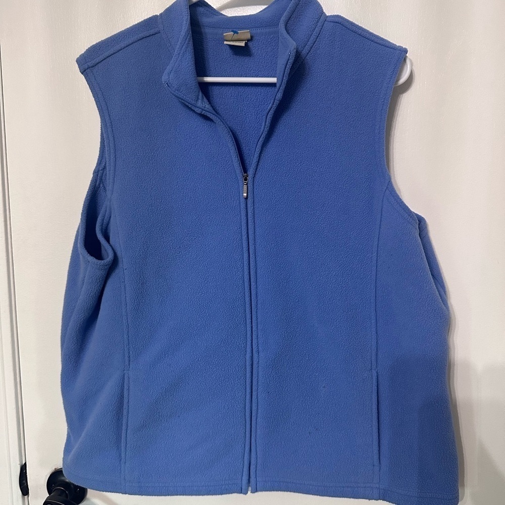 LL Bean Blue Fleece Zip Vest Size 1X #1849